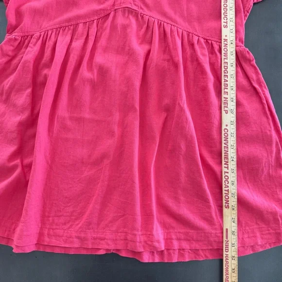 Universal Thread Pink Linen Flowy Short Sleeve A-Line Short Dress V-Neck Pocket - Picture 7 of 12